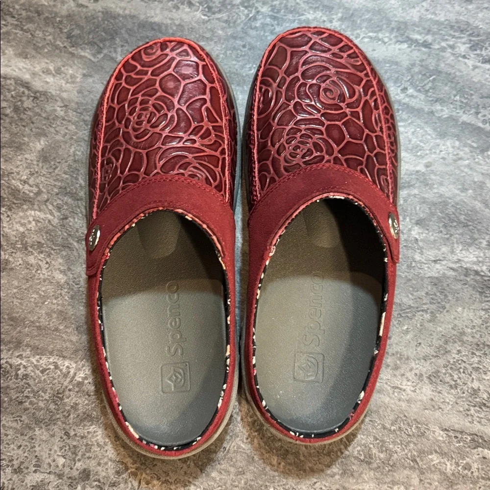 Spenco Alicia Red Floral Slip on Clog Mules  W’s 5 - Picture 3 of 5